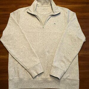 Mint Vineyard Vines Men's Gray Cotton 1/4 Zip Mock Neck Pullover Sweater SMALL